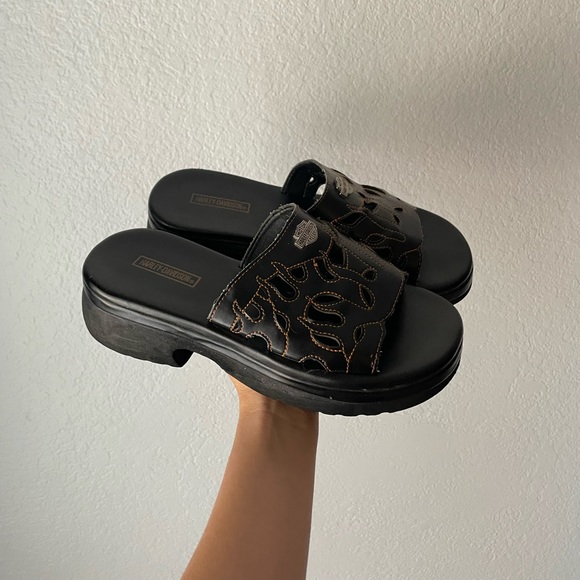 Harley Davidson Vintage Platform Sandals - Picture 1 of 6